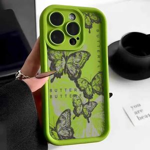 Mobiltelefonfodral Vintage Butterfly Silicone Phone Case för iPhone 11 12 14 15 Pro Max Plus Xs X XR SE2020 J240418