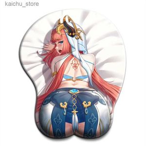 Myse podkładki na nadgarstek spoczywa Genshin Impact Nilou Ass Sexy Mouse Pad z nadgarstkiem 3D Big Silikon Gel Biurka MATEPAD Y240419