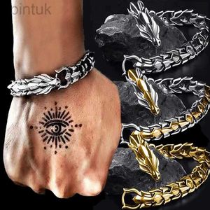 Chain Fashion Retro Silver Plated Dragon Head Keel Bracelet for Men Holiday Gift Hip Hop Punk Chain Hand Jewelry Accessories d240419