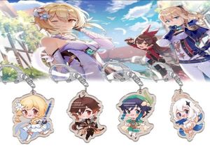 Keychains 22pcs Anime Genshin Impact Keychain Zhongli Diluc Venti Paimon Acrylic Double Sided Key Chain Accessories Jewelry For Fa5266993