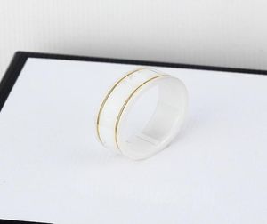 Luxury Ceramics gold ring for women men designer ring mens rings Band g letter Black White Couple039s jewelry Anniversary Gift2172037