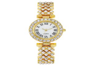 Luxury Delicate Women039s Watch Gift inlaid Diamond Quartz Analog Roman Number Watches med Elegant Armband Dräkt för Lady Girl7255915