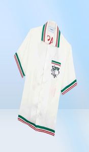 22SS Sport Knit Rabbit Silk Men Shirts Hawaiian Short Shirtleved Shirt8388669