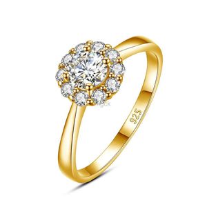 Pierścienie ślubne Certyfikowana kobieta kwiat z moissanite Diamond 0,5ct 5 mm Wedding zaręczynowe pierścionki zaręczynowe czyste srebrne damskie biżuteria do dziewczyny prezent 240419