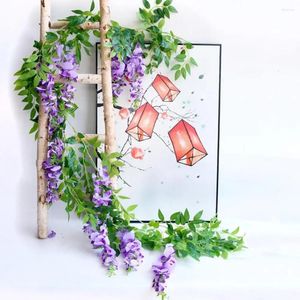 Dekorativa blommor konstgjorda falska kransar hängande vinstockar bröllopsfest hem trädgård vägg dekoration