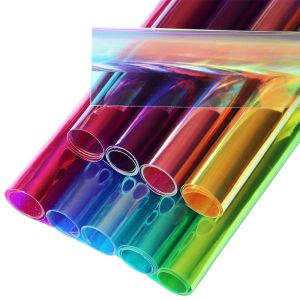 Väskor 30x95cm Roll holografisk iriserande transparent klar tarpaulin vinyltyg magiska spegel PVC för handväska båge DIY BH039