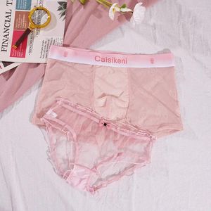 Underbyxor par trosor en man och kvinna sexig ren önskan samma stil vind transparent spets is silk rosa sträng femme