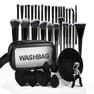 Makeup Brushes Maange 40st Tool Kit 31pcs Foundation Contour Eyeshadow Brush With Powder Puff Eyelash Curler Cleaning Bowl