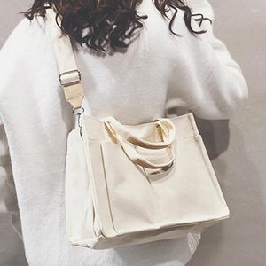 Sacchetti a tracolla di grande capacità sacca da donna coreana semplice colore solido tela casual borsetta studentessa Crossbody