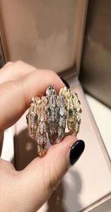 High quality designer european fashion copper CZ diamonds animal punk ring 18k whiteyellowrose gold plated party jewelry for wom1103776