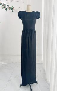 Платья для вечеринок темно -синее простые сплошные цветовые пузырьковые рукава ежедневное банкет ночное платье M2258
