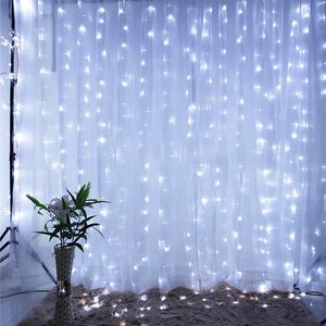 300 LEDS Luzes de corda de cortina com controle remoto 3m x 3m Luzes de decoração de Natal para o ano novo de ano novo Janela de teto