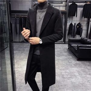 Luxury Goods Men's Trench Coats Wool Long Men Men, estilo coreano Moda de lã Coatsturn Down Collar and Jacket Single Bastested O 6286