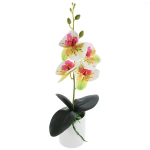 Decorative Flowers Fake Orchid Bonsai Potted False Artificial Simulated Faux Desktop
