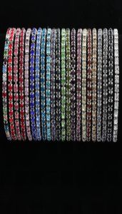 2017 22 Colors 2 długości Kolorowa wiosna 1Row Rhinestone Crystal Bracelets Silver Pleated Tennis Sprzedaj biżuterię mody 8878536