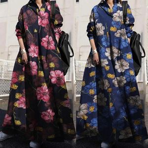 Roupas étnicas femininas plus size 3xl vestido de estilo retrô muçulmano impresso de manga longa de manga longa abayas caftan mantos