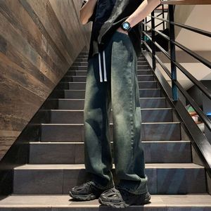 American retro new summer new casual jeans men's thin pants loose pants high street social guy