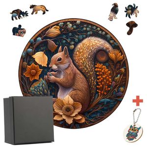 3D Puzzles Animais exclusivos Puzzos de madeira para adultos para adultos Puzzas de madeira Toys educacionais Presentes de madeira Diy Crafts Squirrel Puzzle Games 240419