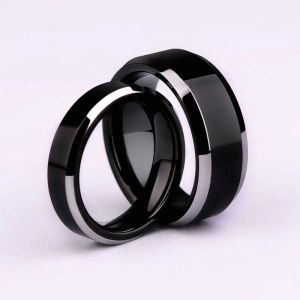 Pierścienie pasmo proste gładki czarny/3 colors tytanowy pierścionek dla mężczyzn obrączki dla kobiet AA230323
