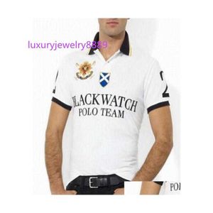 Mens Polos American Design Mens Shirt Black Watch Fashion Camisa S Slim Fit Short Sleeve Big Horse Casual Men Tees White Drop Deliv Otrr5