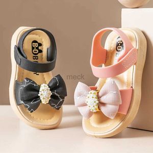 Sandals Summer Girl Sandals 3-12 Year Old Kid Bow Fashion Sandals Multicolour Children Non Slip Soft Sole Plastic Beach Shoes 240419