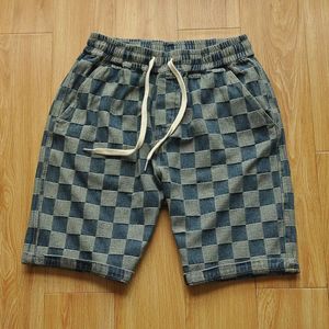 Calça curta masculina campainha de tração masculina shorts xadrez gráfico xadre