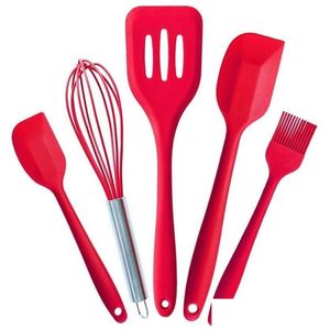 Servis uppsättningar bakning av Sile Truner Cake Borstes Red Color Non Stick For Home Kitchen redskap Matlagningsverktyg 16WW FF Drop Delivery GA DHWQO