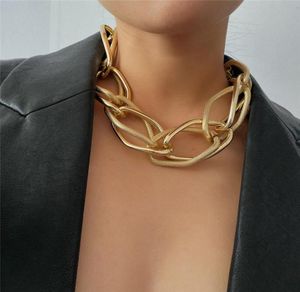 Punk Multi Layered Chain Choker Necklace for Women Hip Hop Big Thick Chunky Clavicle Charm Jewelry4826423