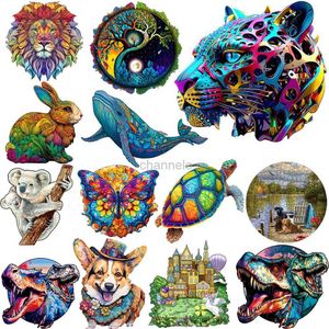 3D Puzzles Unique Wooden Animal Jigsaw Puzzles Colorful Turtle 3D Puzzle Gift Fabulous Gift Interactive Toy for Adults Kid Educational 240419