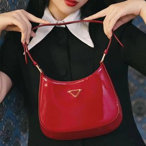 1.1 Cleo triangle designer shoulder bag luxury handbags purse for woman fashion Cleo hobo underarm bag pochette Red bag shiny leather cowhider strap tote clutch bags