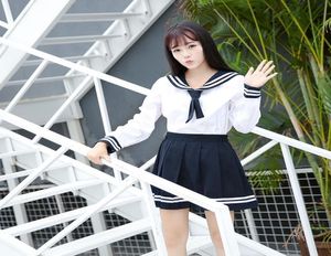 JK Uniform Blue Tie Three Class Pleated Kirt School Guanxi Student Sailor Suit Long Short Sleeve3713882