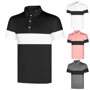 Męskie koszulki Nowe lato wysokiej jakości golf męskie krótkie rękawowe oddychające szybkie suszenie bluza luźna elastyczna koszulka polo nawilżająca knot koszulka J240419
