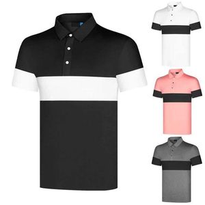 T-shirt maschile Nuove estate da golf di alta qualità da uomo a maniche corte traspirabile Felpa di asciugatura rapida traspirante polo sciolto elastico maglietta idratante che idrata la maglietta j240419