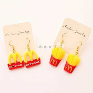 Other Ovxxons 1 Pair Explosive Popular Food and Play French Fries Earrings Creative Simulation Potato Chips Earrings Jewelry 240419