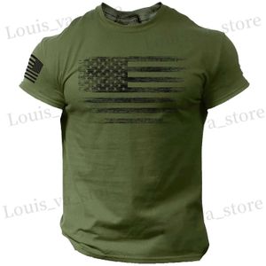 Men's T-Shirts Gym Mens T-shirt 3d Print USA Flag T Shirt Oversized Casual Short-slved Summer Sportswear Men Clothing Ts Tops T240419