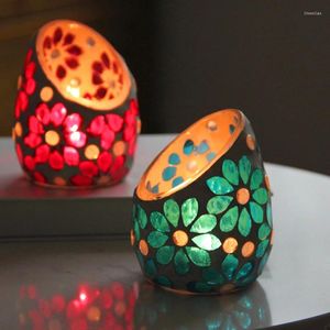 Candle Holders Romantic Flower Oblique Glass Mosaic Holder Fashion Home Decoration DIY Fragrant Empty Table Organizer