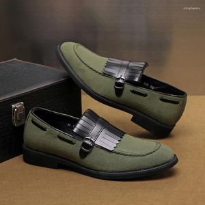 Casual Shoes Italian Brand Loafer Slip On Black Tassel Fashion Suede Men Thick Sole Pointed Toe Designer Driving