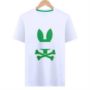 2024 Psyco Bunny Shirts American Designer Skull Rabbit Padrão de algodão camisetas homens homens negócios casuais mangas curtas camiseta de verão wvb1