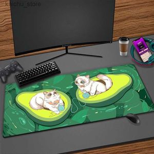 Muskuddar handled vilar kawaii avokado katt stor anime mousepad xxl datormus pad söt stor gummi slipmat tapis de souris xl kontor bord skrivbord matta y240419