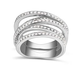 Nova chegada para as marcas famosas design níquel alianças de casamento em espiral feitas com elementos austríacos Crystal presente5105678