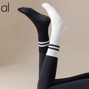 Al-252 Yoga Anti-Schlupf-Socken Frauen mittlere Länge mit Buchstaben Mode gestreifte Sockenstrümpfe langer Strumpf Al
