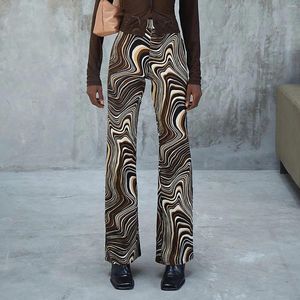 Frauenhose Casual Yoga Flared Fashion Water Ripple gedruckt schlank Fit High Taille Glockenbodenhose Sexy Streetwear Leggings