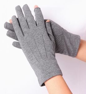 Summer Cotton Sunscreen Gloves Unisex Thin Driving Breathable AntiSlip Male Female Two Fingerless Gloves SZ108W 2010204182947