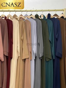 Ethnic Clothing Hot Sell Popular Simple Nida Abaya Long Dress Pure Color A-line Loose Sleeves Dresses Dubai UK Modest Elegant Dress d240419