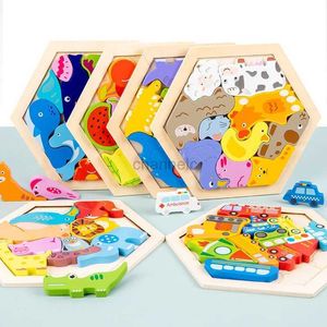3D Puzzles Baby Toy Wood Jigsaw Puzzle Creative 3D Puzzle for Childrens Intelligence Development Ealy Education Toy for Children 240419