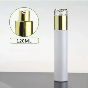 Depolama Şişeleri 120ml İnci Beyaz/Yeşil/Mavi/Buzlu Cam Şişe Altın Pompa Kapağı Serum Losyon Emülsiyon Vakfı Essence Nem