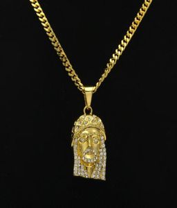 Herren Hip Hop Halskette Schmuck aus Jesus Stück Anhänger Halsketten mit 70 cm goldener kubanischer Kette6659862