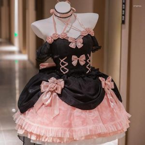 Lässige Kleider japanische gotische Lolita Kleid Frauen Kawaii Bogenbär Spitze Pink Schwarz Off Schulter Prinzessin Girls süßes Halloween Kostüm