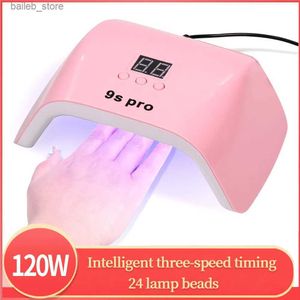 Nagelorter 9SPRO TRAPEZOIDAL NAIL GEL TRORTER LAMP 24 LED PEADS NAIL FOTOTHERAPY MASKINE MANICURE TOOL Integrerad USB -utrustning Y240419