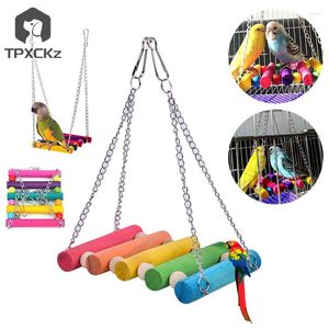 Other Bird Supplies Parrot Hanging Swing Toys Wood Parakeet Perches Finches Pets Accessories Chew For Birds Bridge